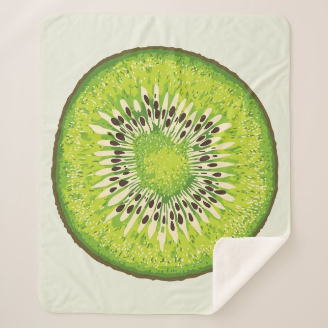 Couverture Sherpa motif vintage en tranche kiwi. (Devant)