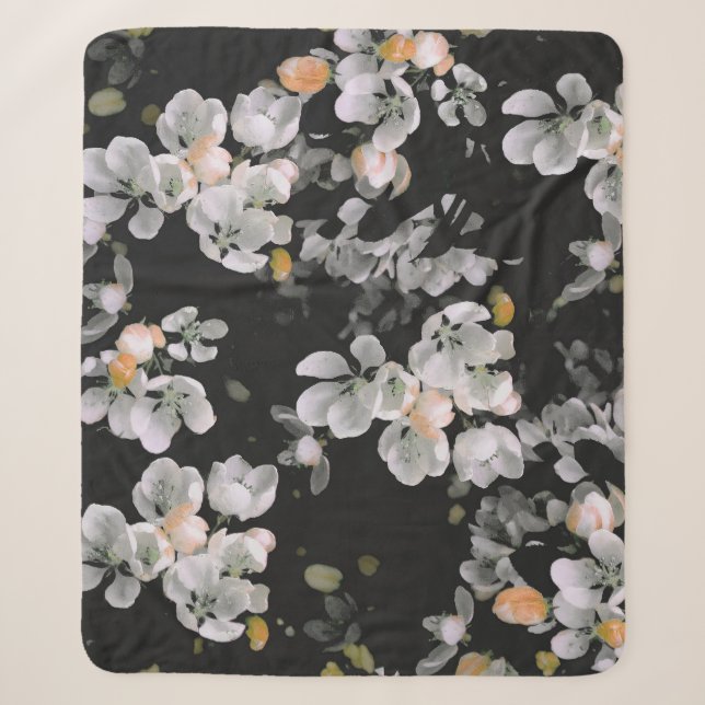 Couverture Sherpa Motif Vintage fleuri sans éclat (Devant)