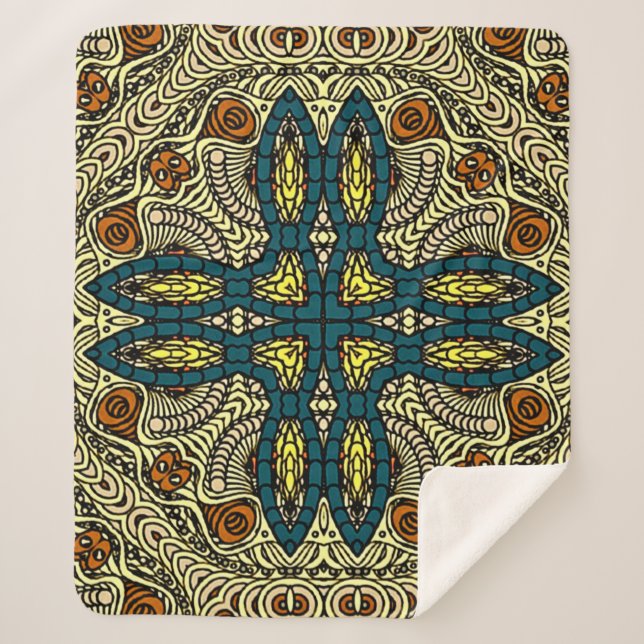 Couverture Sherpa Motif Vintage sans couture dans le style oriental  (Devant)