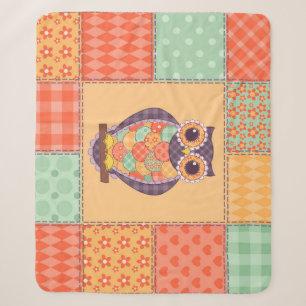 Couverture Sherpa Motif Vintage sans fil Chouette