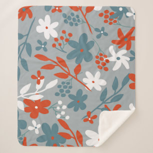 Couverture Sherpa Motif vintage simple. Arrière - plan gris, orange,