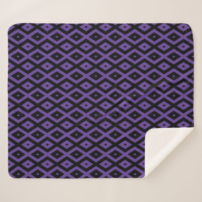 Couverture Sherpa Motif violet et diamant noir (Devant (Horizontal))