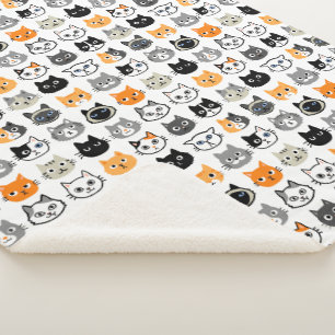 Couverture Sherpa Motif Visages de chat Cool Kitty Cat Lover