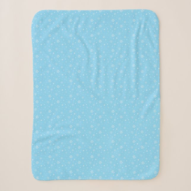Couverture Sherpa Motif Whimsical Light Blue Hand-Drawn Snowflakes (Devant)