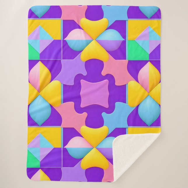 Couverture Sherpa Motifs géométriques abstraits colorés (Devant)