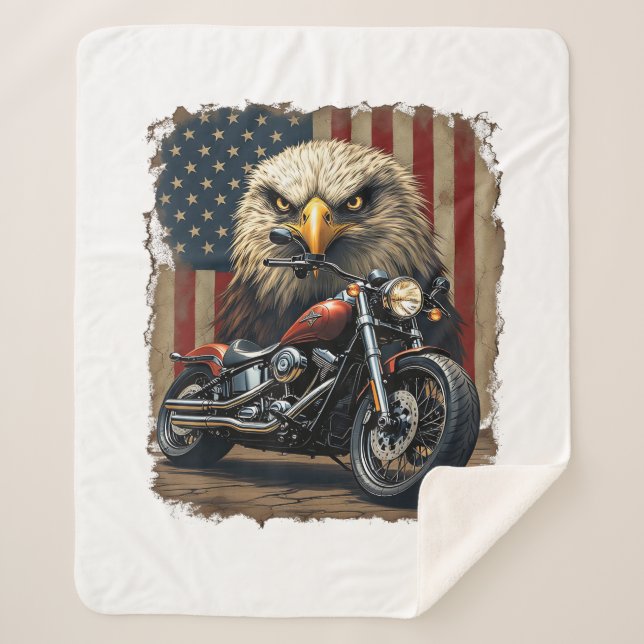 Couverture Sherpa Motorcycle USA Flag Retro Biker Chopper (Devant)