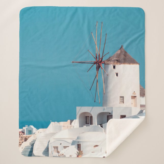 Couverture Sherpa moulin Brown et blanc (Devant)