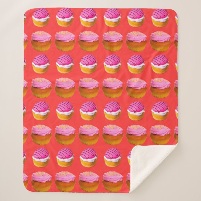 Couverture Sherpa Muffins, cupcakes à la crème blanche et rose sur u (Devant)