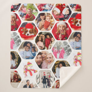 Couverture Sherpa Multi Photo Collage Simple Moderne Hexagon Motif