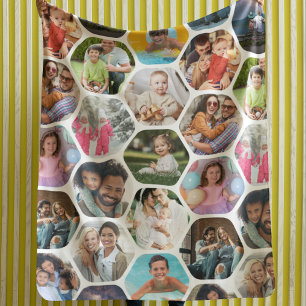Couverture Sherpa Multi Photo Collage Simple Moderne Hexagon Motif