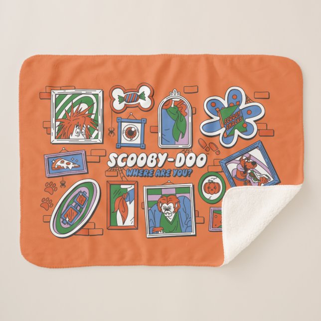 Couverture Sherpa Mur de cadres photo d'Halloween de Scooby-Doo (Devant (Horizontal))