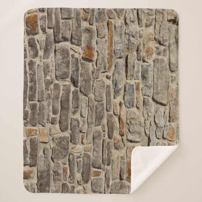 Couverture Sherpa Mur en pierre rustique, décoration texturée (Devant)