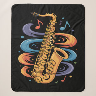 Couverture Sherpa Musique de saxophone colorée Flux Instrument de ja