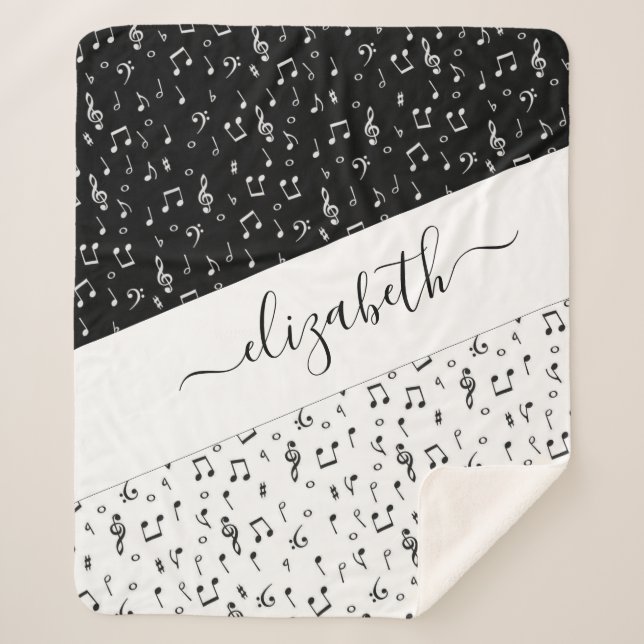 Couverture Sherpa Musique noire et blanche personnalisée (Devant)