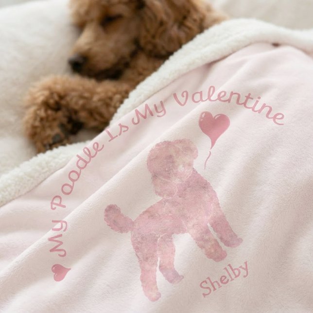 Couverture Sherpa My Poodle Is My Valentine Poodle Custom Name (Créateur téléchargé)