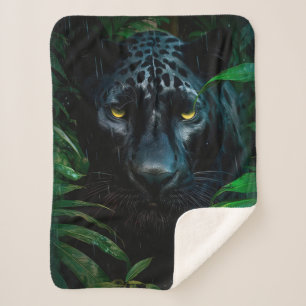 Couverture Sherpa Mystérieux Black Panther Jungle Faune Design