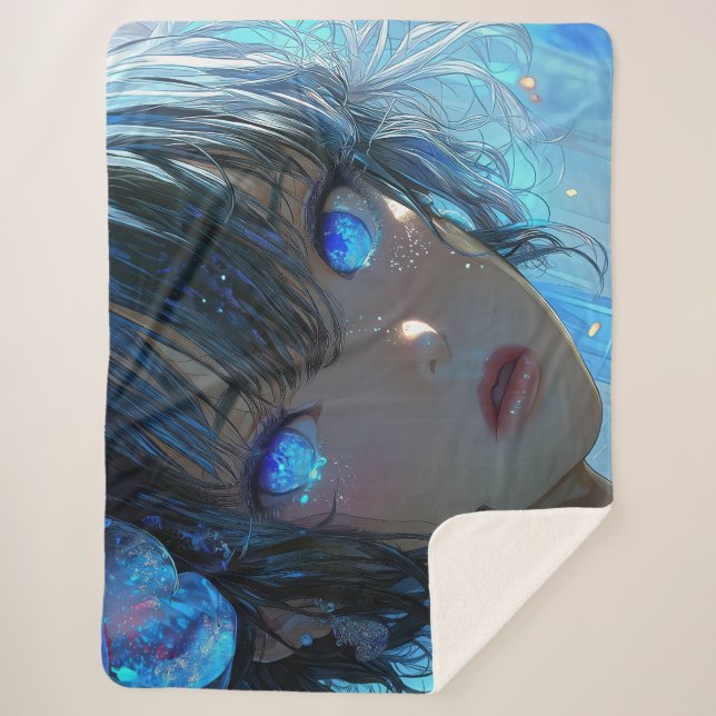 Couverture Sherpa Mysterious Fantasy Girl - Ocean Art Aesthetic (Devant)