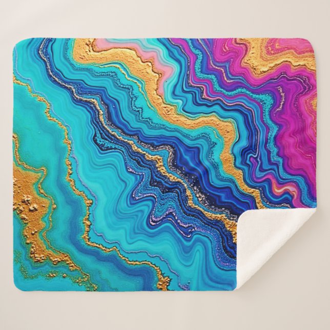 Couverture Sherpa Mystic Teal & Gold Energy (Devant (Horizontal))