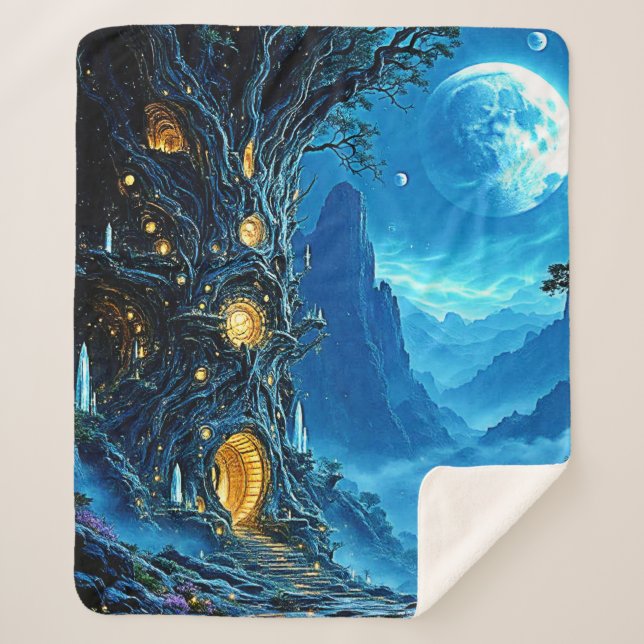 Couverture Sherpa Mystic Tree Home Dreamscape (Devant)