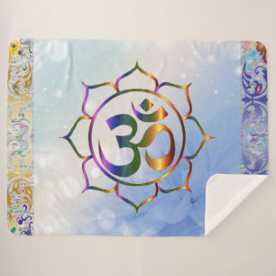 Couverture Sherpa Namaste Om Lotus Rainbow Spirituel Vintage