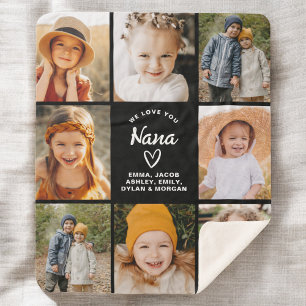 Couverture Sherpa Nana We Love you Hearts Modern Photo Collage