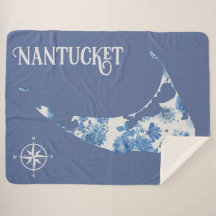 Nantucket bleu et blanc Sherpa Blanket