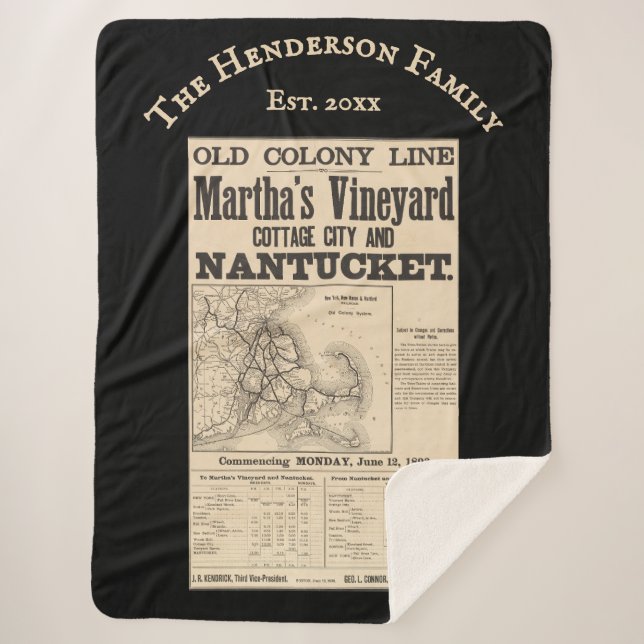 Couverture Sherpa Nantucket Martha's Vineyard 1893 Old Colony RR (Devant)