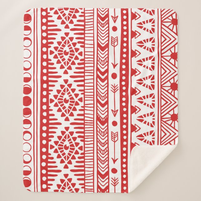Couverture Sherpa Native American : Red Ink Doodle. (Devant)