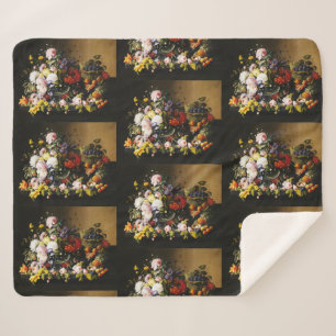 Couverture Sherpa Nature morte de fruits floraux vintage de Severin 