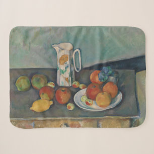 Couverture Sherpa Nature morte, pichet de lait et fruits sur une tab
