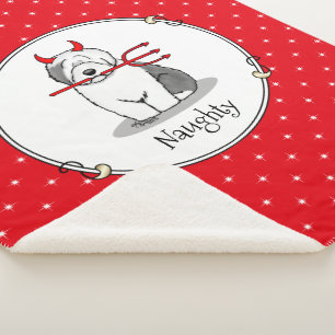 Couverture Sherpa Naughty Devil Old English Sheepdog (Gris 1)