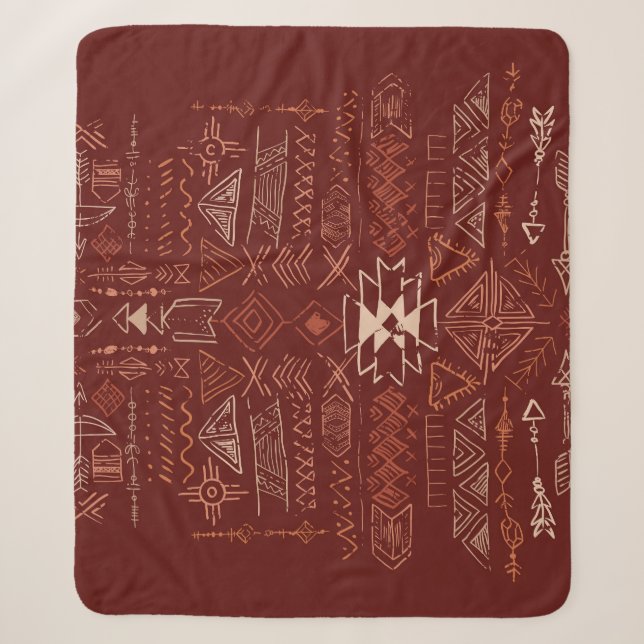 Couverture Sherpa Navajo Aztec : Ethnic Doodle Motif. (Devant)