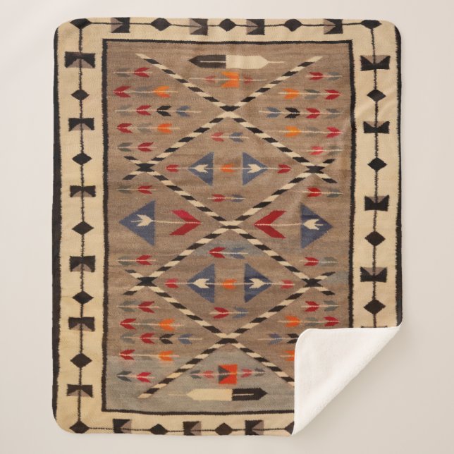 COUVERTURE SHERPA NAVAJO HORSE SADDLE BLANKET PRINT FROM  1900 (Devant)