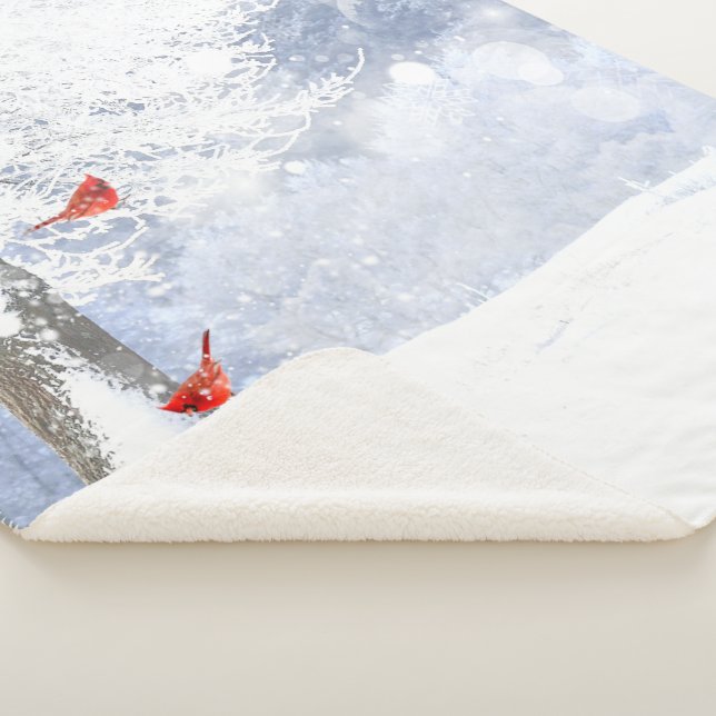 Couverture Sherpa Neige d'hiver Gel Cardinal Rouge Oiseaux Art de la (3/4)