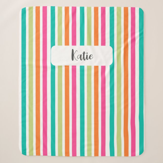 Couverture Sherpa Neon rainbow rayures amusant rétro (Devant)