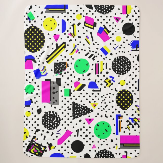 Couverture Sherpa Neon Retro Memphis Geometric Chaos Pattern (Devant)