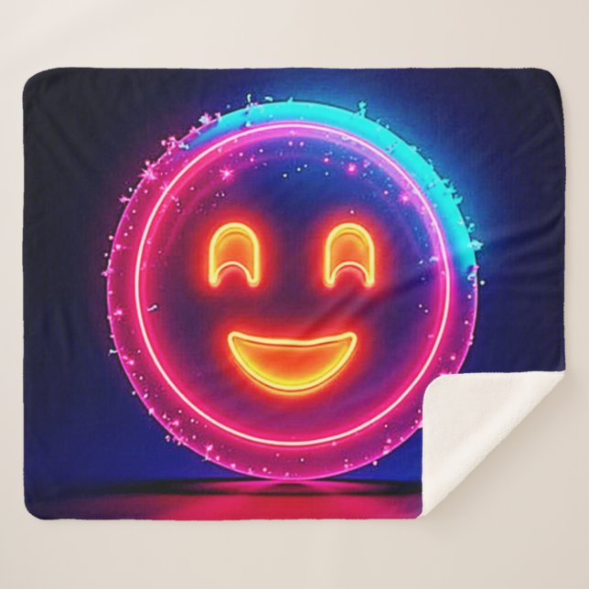 Couverture Sherpa Neon Smile: Bright Happy Glow Design (Devant (Horizontal))