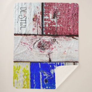 Couverture Sherpa Néoplasticisme amusant style d'art en bois personn