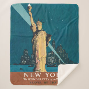 Couverture Sherpa New York City Vintage voyage Liberty Skyline