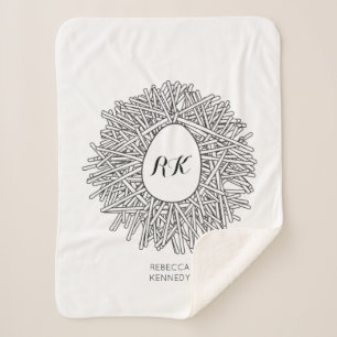 Couverture Sherpa Nid et oeuf mignons - Initiales et nom personnalis