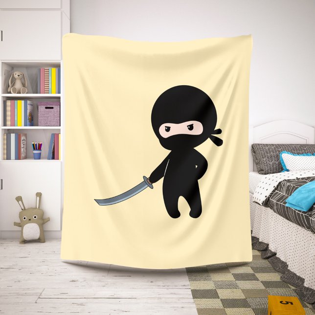 Couverture Sherpa Ninja minuscule en colère sur jaune (Créateur téléchargé)