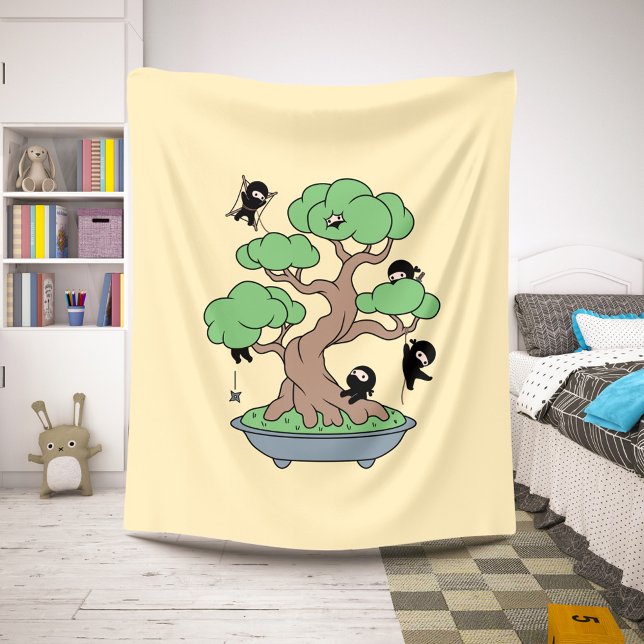 Couverture Sherpa Ninjas minuscules en bonsaï sur jaune (Créateur téléchargé)