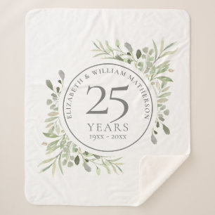 Couverture Sherpa Noces d'argent 25e Anniversaire de Mariage Verdure