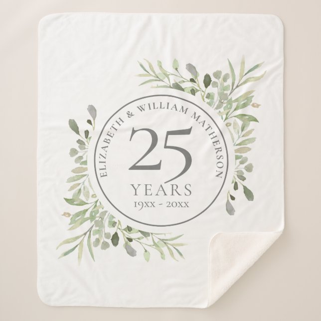 Couverture Sherpa Noces d'argent 25e Anniversaire de Mariage Verdure (Devant)