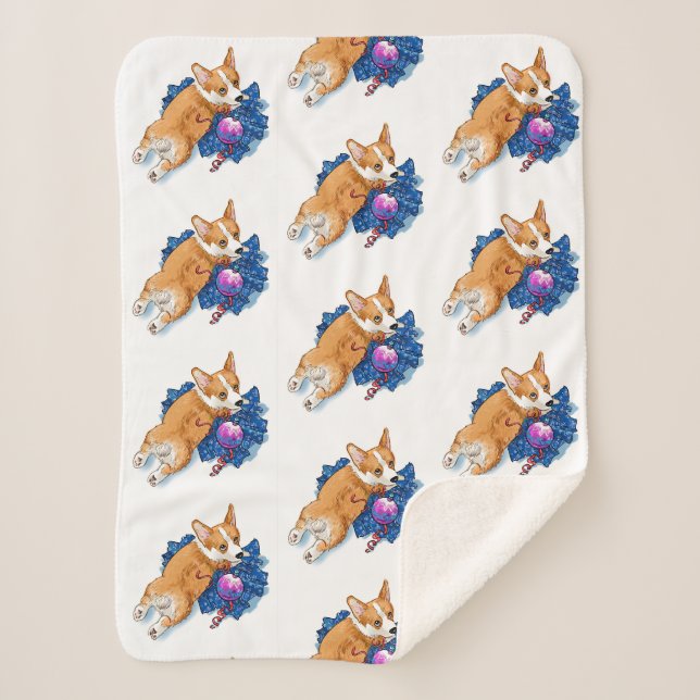 Couverture Sherpa Noël adorable du chiot de Corgi (Devant)