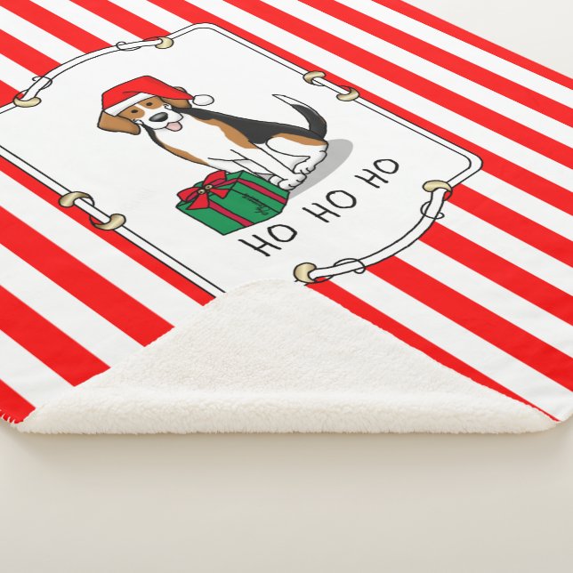 Couverture Sherpa Noël Beagle de chapeau de Noël (tri couleur 3) Chi (3/4)