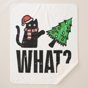 Couverture Sherpa Noël Chat Tipping Xmas Tree Drôle