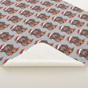 Couverture Sherpa Noël de chiot teckel mignon