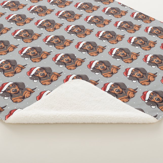 Couverture Sherpa Noël de chiot teckel mignon (3/4)