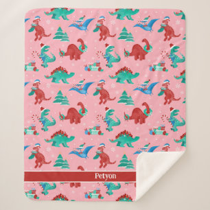 Couverture Sherpa Noël Dinosaure Enfants Fun Holiday Personnalisé